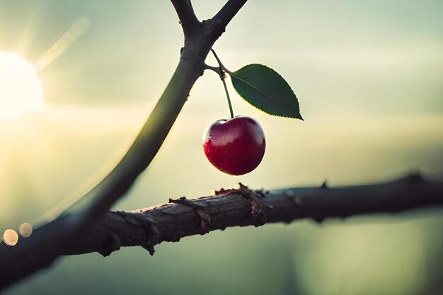 写真 太陽を背にした枝にある桜。