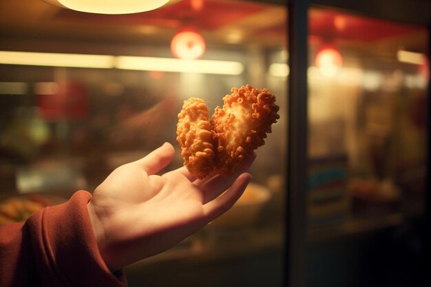 Foto a_childs_hand_holding_a_chicken_nugget_with_a_backgro_37_block_0_1jpg