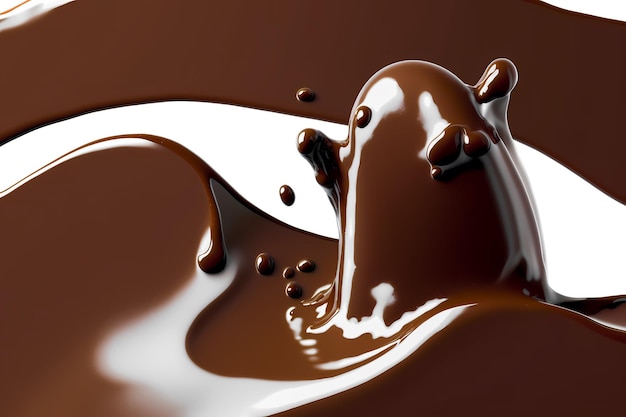 写真 ダーク チョコレートの表面にチョコレート バーが注がれる