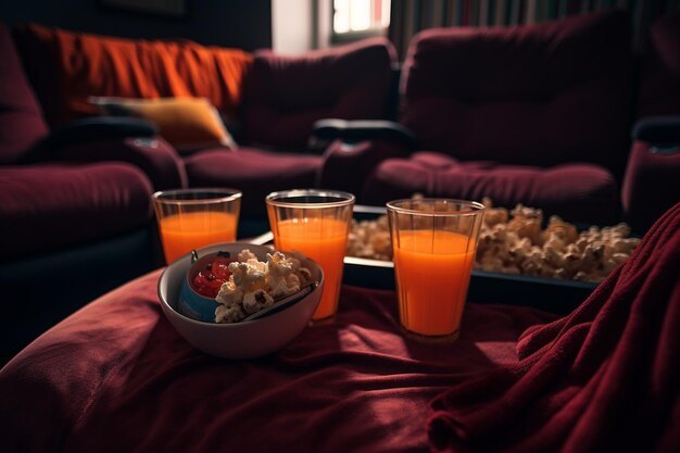 Фото Киновечер с апельсиновым соком вместо соды.
