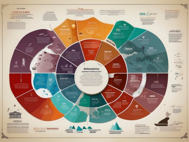 Фото Круговая инфографика с картой мира в центре