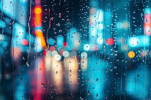 Фото a city blurry through glass on rainy days ai technology generated image