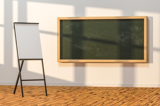 写真 部屋の前面にブラックボードのある教室 3dレンダリング コンピュータデジタル描画