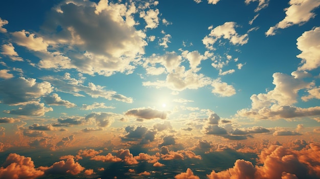 写真 雲のある澄んだ青い空