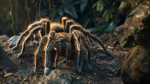 Фото Ясный крупный снимок насекомого-паука тарантулы, сгенерированный искусственным интеллектом