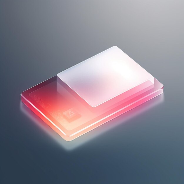 Фото Прозрачный кусок стекла квадратной формы красного и оранжевого цвета.