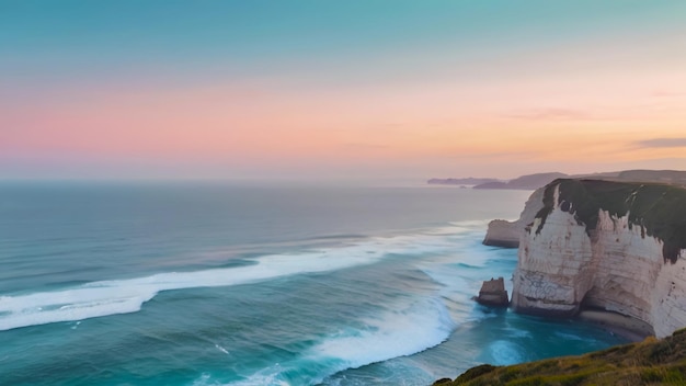 Фото Скала с видом на океан пастельного цвета