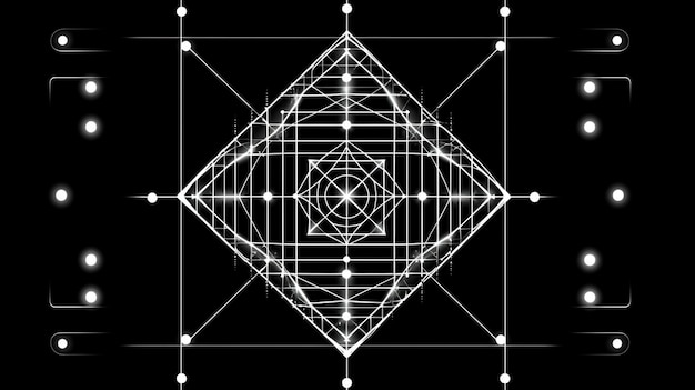 Фото Близкое изображение черно-белого изображения квадратного генеративного аи