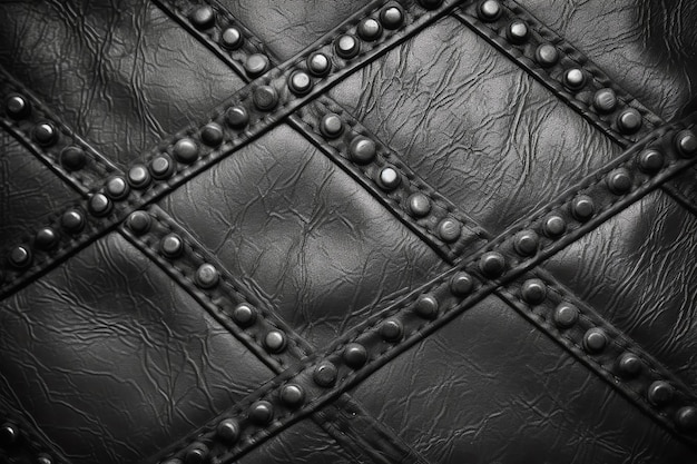 Фото Крупный план черной кожаной сумки с заклепками
