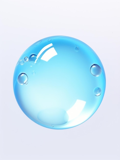 Фото Крупный план голубого стеклянного шара с капельками воды генеративный ai