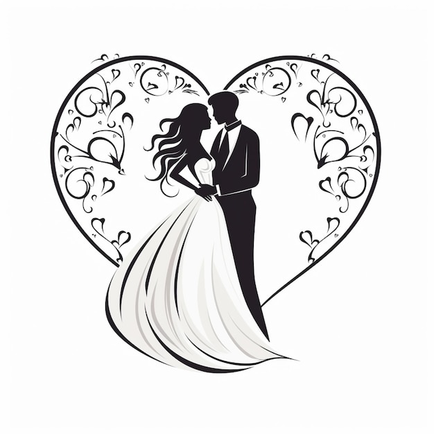 Фото Близкий взгляд на невесту и жениха в форме сердца