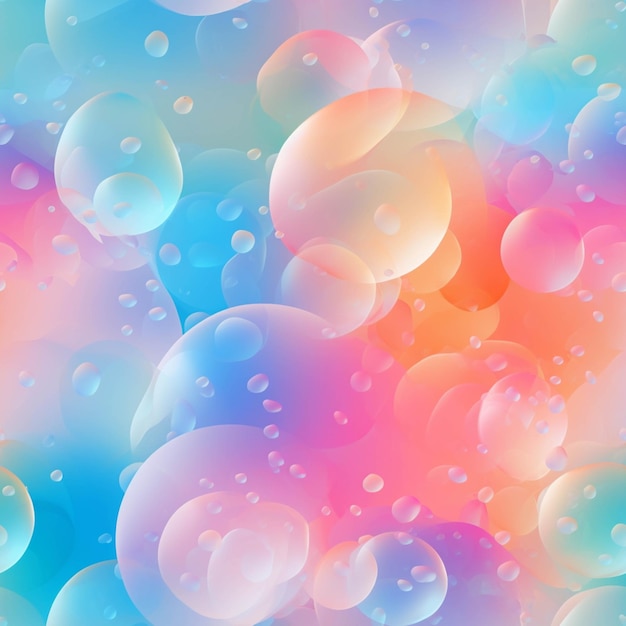 Фото Крупный план кучи пузырьков, плавающих на синем и розовом фоне, генеративный искусственный интеллект