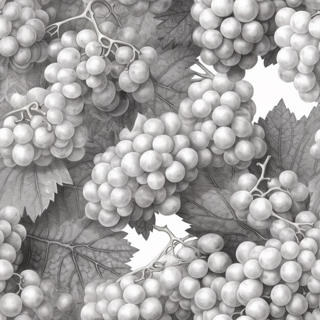 Фото Близкий взгляд на гроздь винограда на виноградной лозе