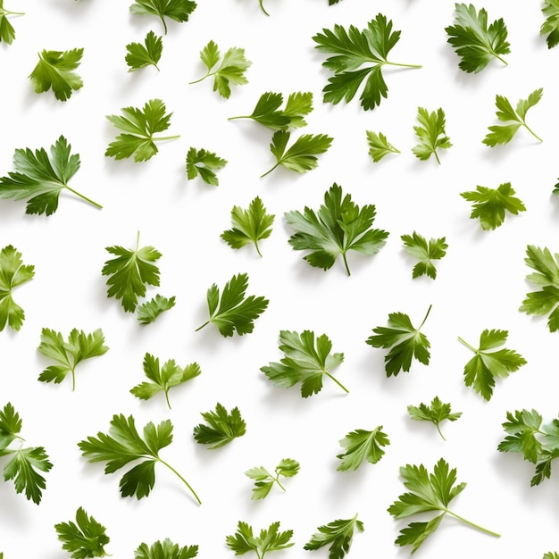 Фото Крупный план пучка зеленых листьев на белой поверхности, генеративный ии