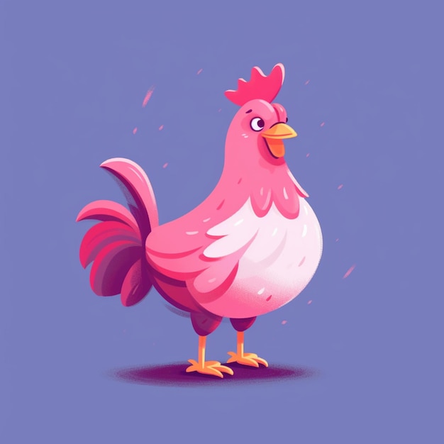 Фото Крупный план мультяшной курицы с розовой головой, генеративный искусственный интеллект
