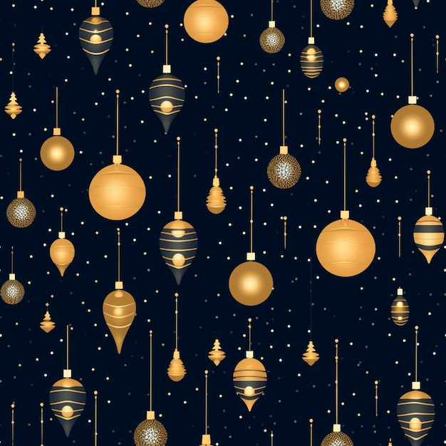 写真 クリスマス・パターンと金の装飾品のクローズアップ