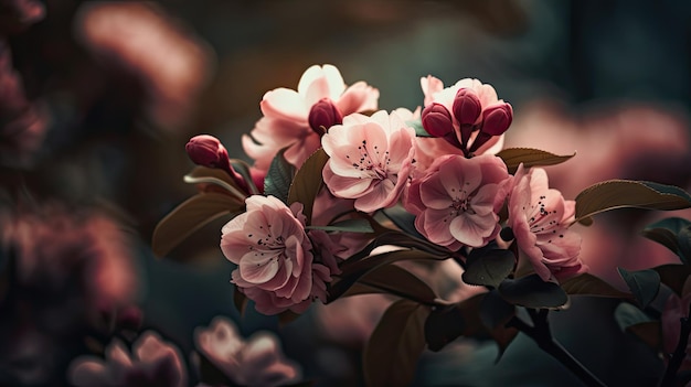 Фото Близкий взгляд на цветок с розовыми цветами