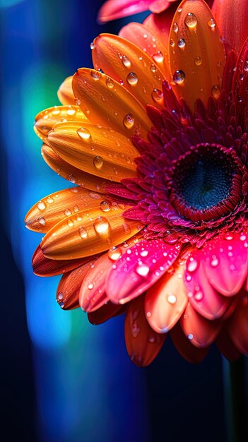Фото Близкий взгляд на цветок с каплями воды на нем