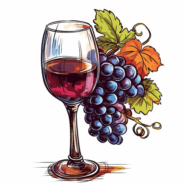 写真 ワインのグラスとブドウのクローズアップ