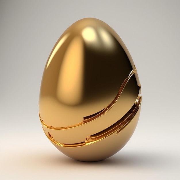 Фото Близкий взгляд на золотое яйцо с отверстием в середине.