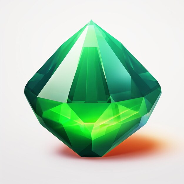 写真 白い背景に緑のダイヤモンドのクローズアップ生成ai