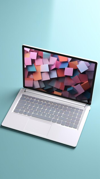 Фото Крупный план ноутбука с красочным фоном