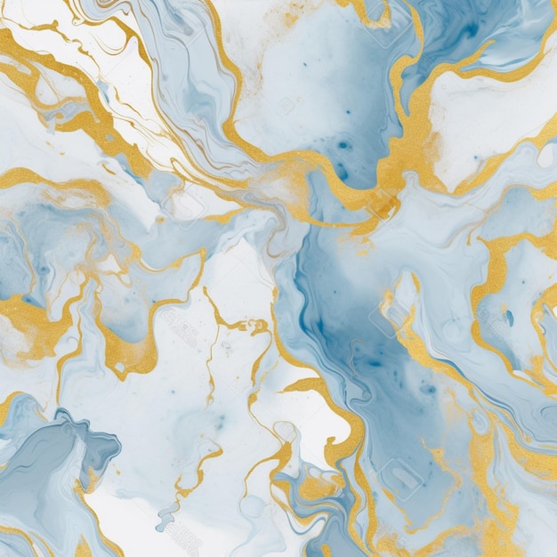 Фото Крупный план мраморной поверхности с золотым и синим дизайном, генерирующим искусственный интеллект