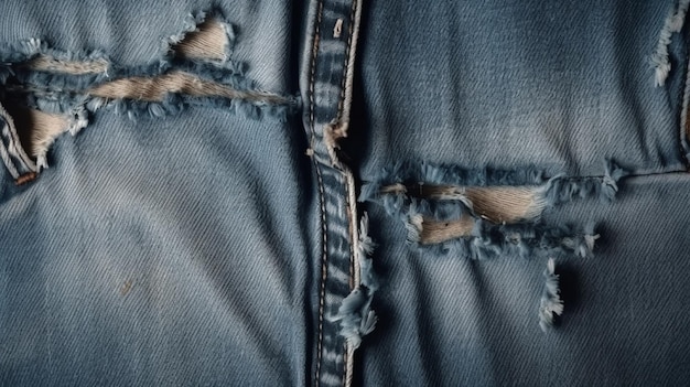 Фото Крупный план пары синих джинсов с застежкой-молнией.