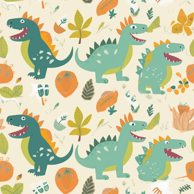 사진 공룡과 식물 생성 ai의 패턴을 클로즈업