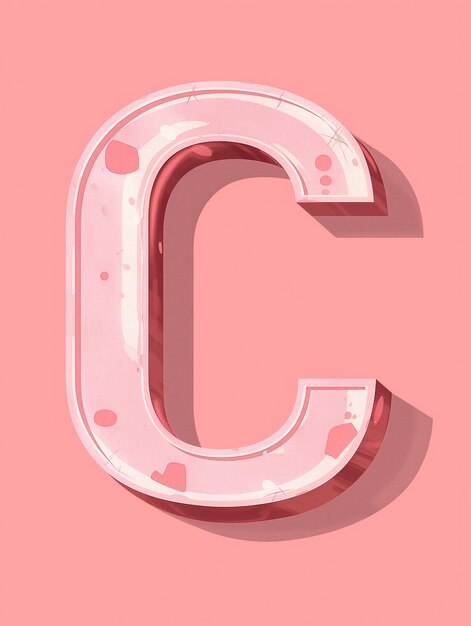 写真 ピンクの背景にあるピンクと白の文字 c のクローズアップ