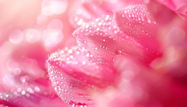 Фото Близкий взгляд на розовый цветок с каплями воды