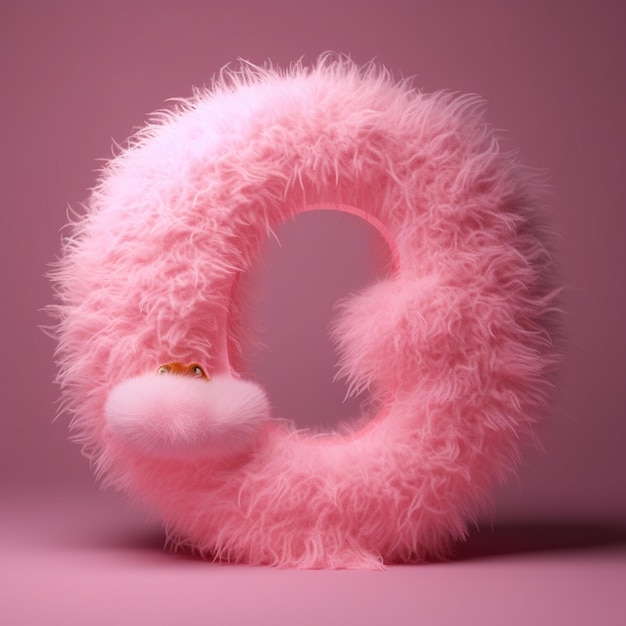 Фото Крупный план розовой размытой буквы o с белым размытым шаром генеративной ai