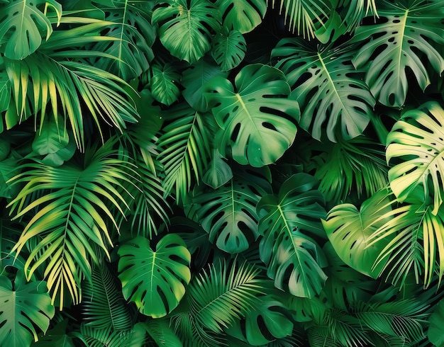 Фото Крупный взгляд на растение с зелеными листьями и желтым размытием