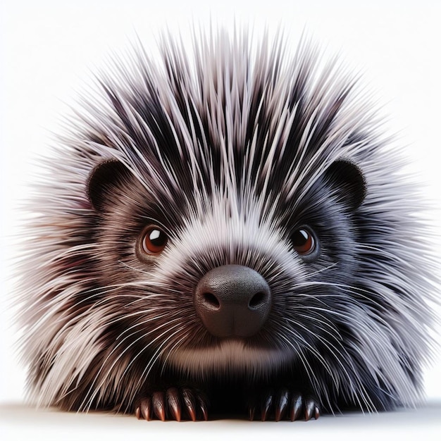 Фото Близкий взгляд на лицо porcupine с носом и носом