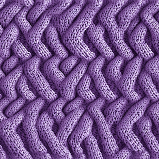 Фото Близкий взгляд на фиолетовое вязанное одеяло с плетеным дизайном