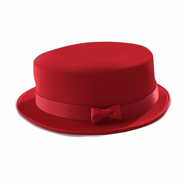 写真 白い背景に弓が付いた赤い帽子のクローズアップ生成ai