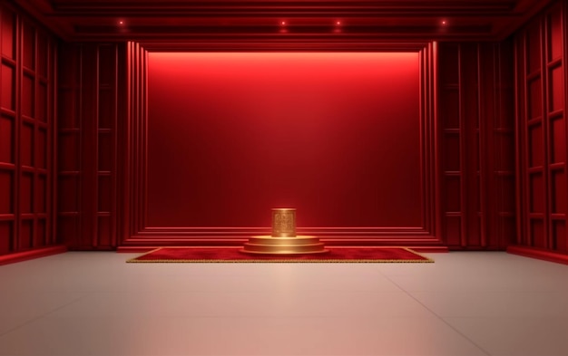 写真 金色の基盤を持つ赤い部屋のクローズアップ
