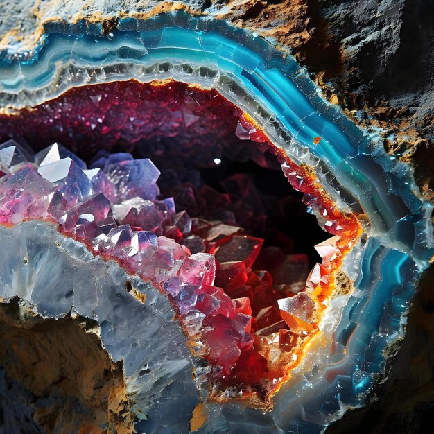 Фото Близкий взгляд на скалу с множеством разных цветных камней