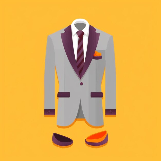 写真 a close up of a suit and shoes on a yellow background generative ai