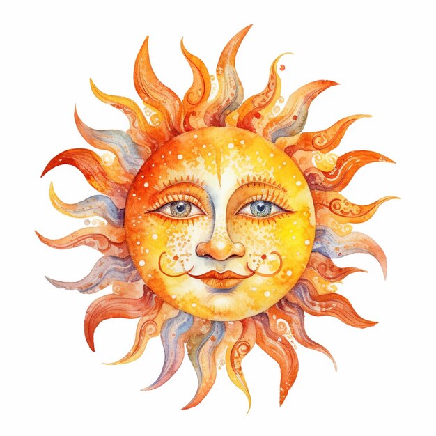 Фото Крупный план солнца с нарисованным на нем лицом генеративный ии