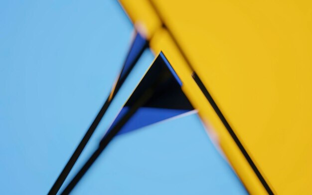 사진 노란색과 파란색 배경 에 있는 삼각형 의 클로즈업