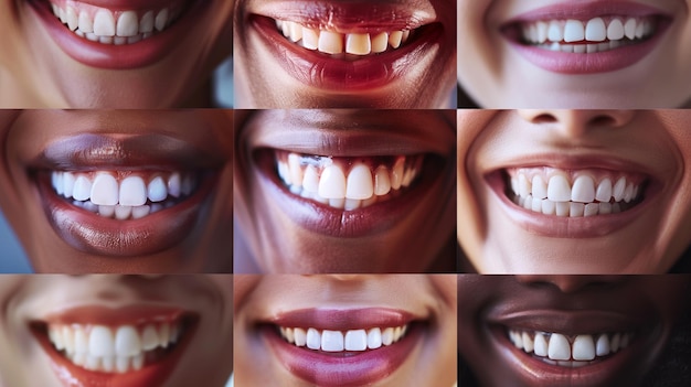 Фото Близкий взгляд на женскую улыбку с разными зубами