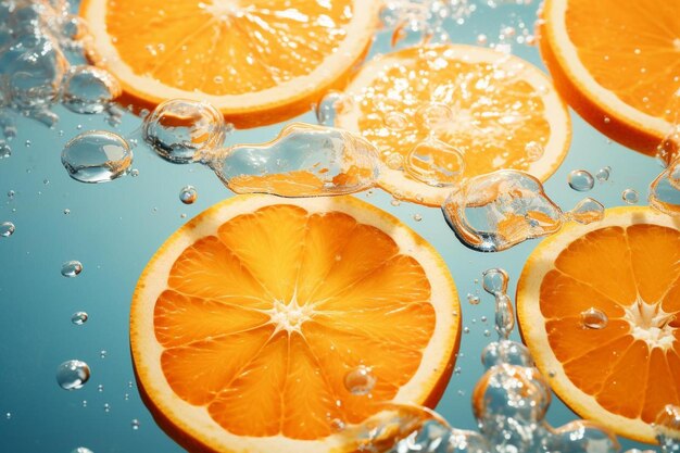 写真 周りに水が飛び散るオレンジの接写