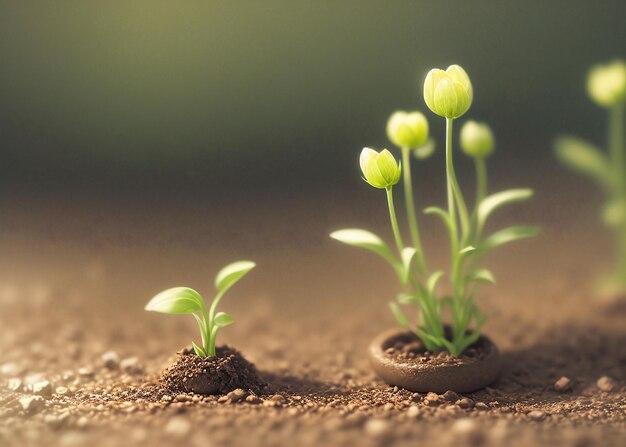 写真 泥から育つ植物のクローズアップ