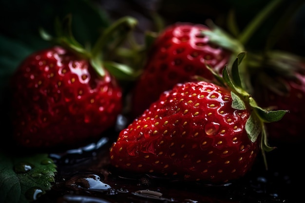 A close up van aardbeien op een bord