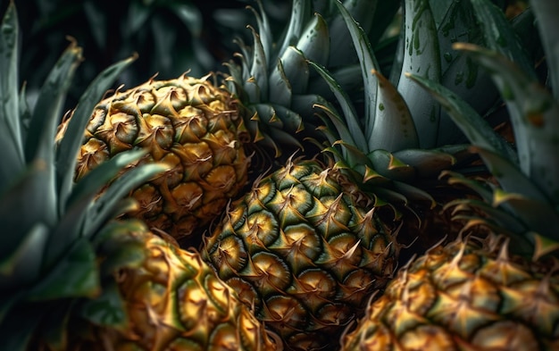 A close up van ananas in een mandje