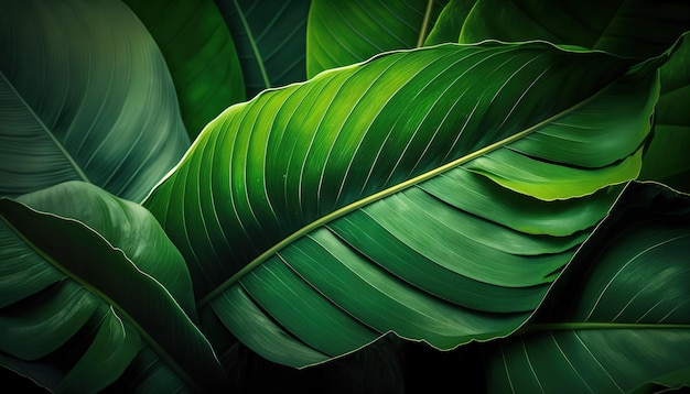 A close up van een groen bananenblad