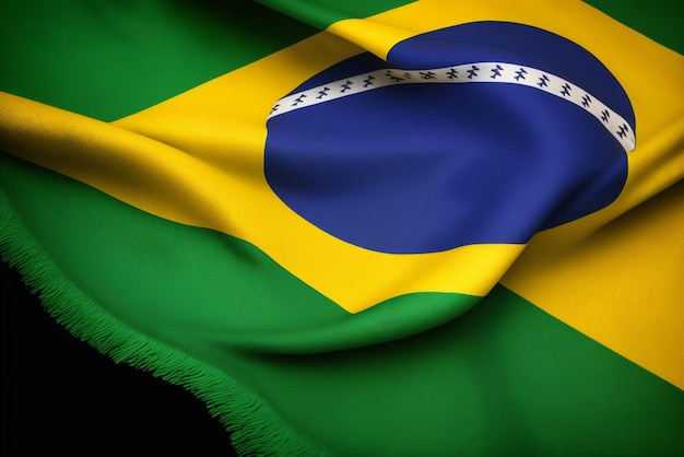 A Close up van wapperende vlag van Brazilië