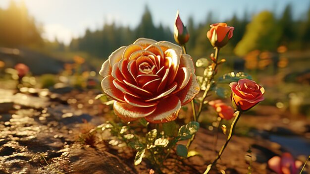 Фото Близкий взгляд на одну-единственную розу с ее нежными лепестками и бархатной текстурой