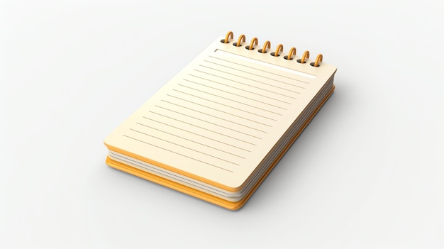 Фото Близкий взгляд на спиральную тетрадь с пустой страницей тетрадь желтая и имеет белую спиральную обложку тетрадь сидит на белой поверхности